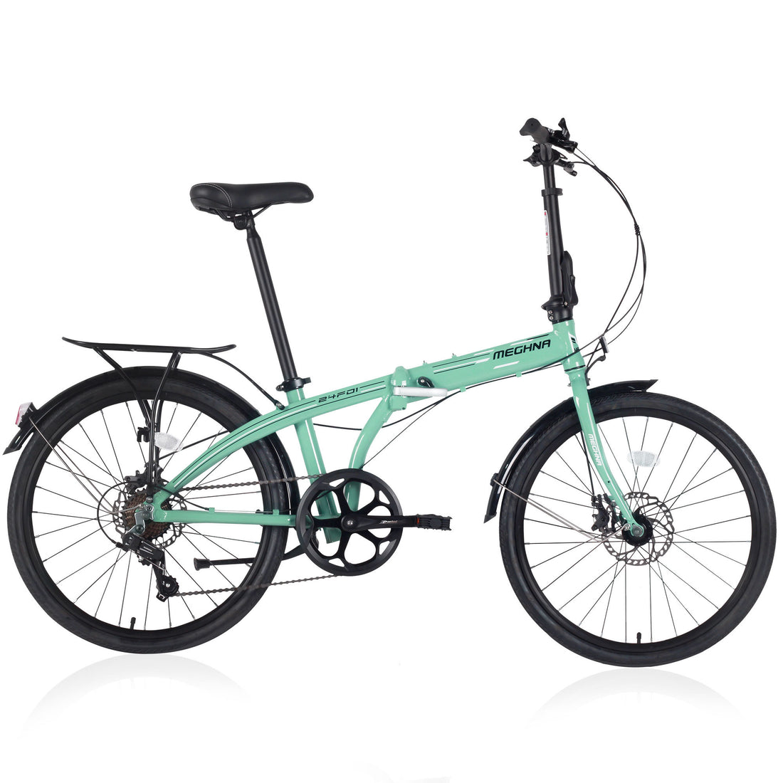 24" Folding City Bike Aluminum Frame 7 Speed Folding Bike Cycling Green Garden & Outdoor American Design Aluminium Alloy