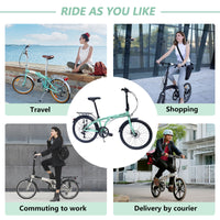 24" Folding City Bike Aluminum Frame 7 Speed Folding Bike Cycling Green Garden & Outdoor American Design Aluminium Alloy