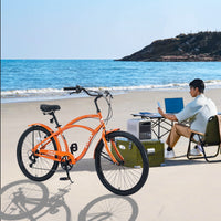 7 Speed Bicycles 26"Inch Multiple Colors Men'S Beach Cruiser Bike Cycling Orange Garden & Outdoor Steel