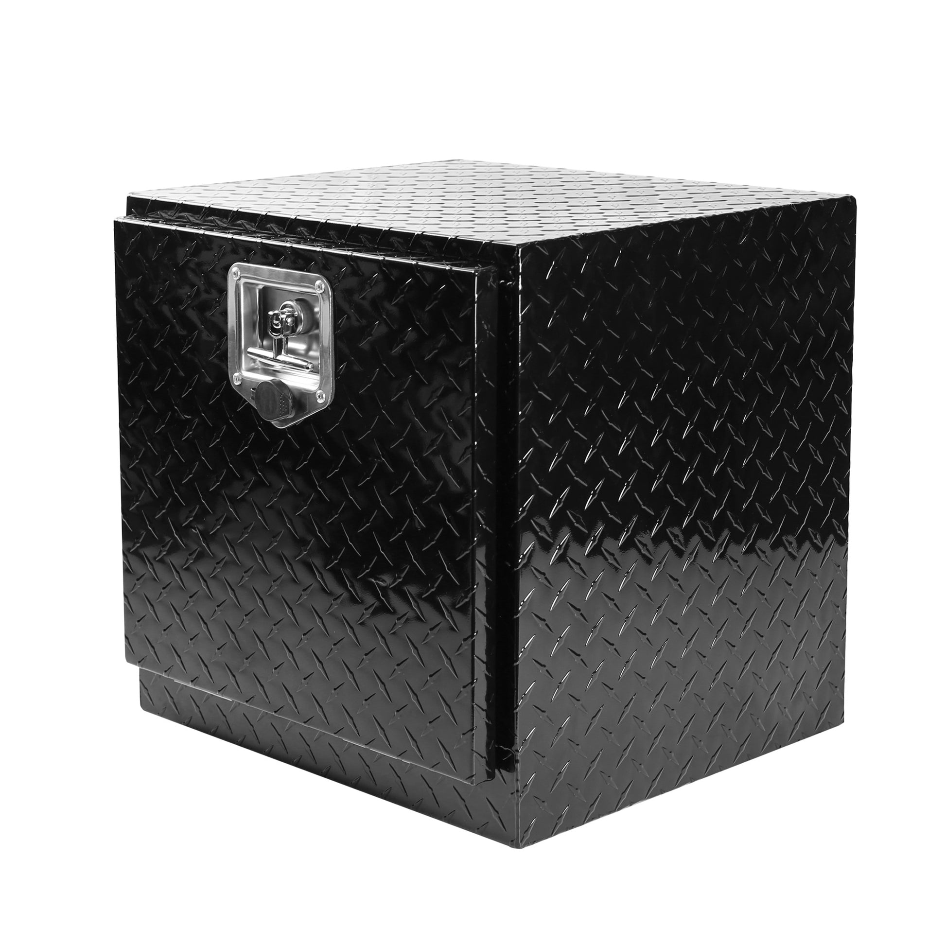 18 Inch Heavy Duty Aluminum Diamond Plate Tool Underbody Box, Waterproof Square Truck Storage Organizer Chest For Pick Up Truck Bed, Rv Trailer With T Handle Lock And Ke 18" 17.9" 17.1" 17.9" Black Aluminum