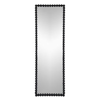 23" X 72" Full Length Mirror With Metal Beaded Frame, Rectangular Oversized Mirror For Living Room Bedroom, Black Black Iron