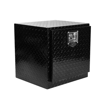 18 Inch Heavy Duty Aluminum Diamond Plate Tool Underbody Box, Waterproof Square Truck Storage Organizer Chest For Pick Up Truck Bed, Rv Trailer With T Handle Lock And Ke 18" 17.9" 17.1" 17.9" Black Aluminum