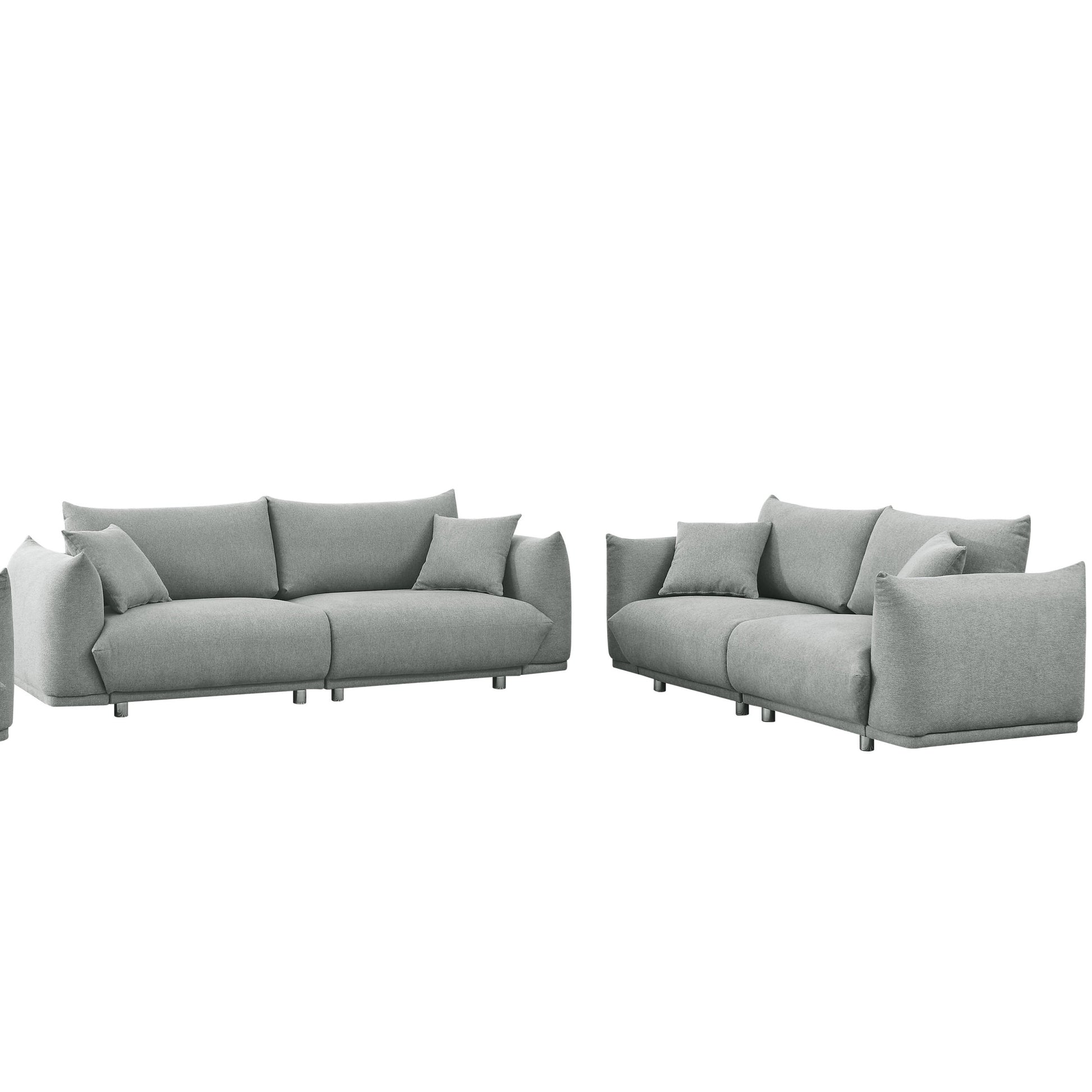 3 Seater 2 Seater Combination Sofa Modern Couch For Living Room Sofa,Solid Wood Frame And Stable Metal Legs, 4 Pillows, Sofa Furniture For Apartment Grey Polyester Wood Primary Living Space Pine Foam Fabric 5 Seat