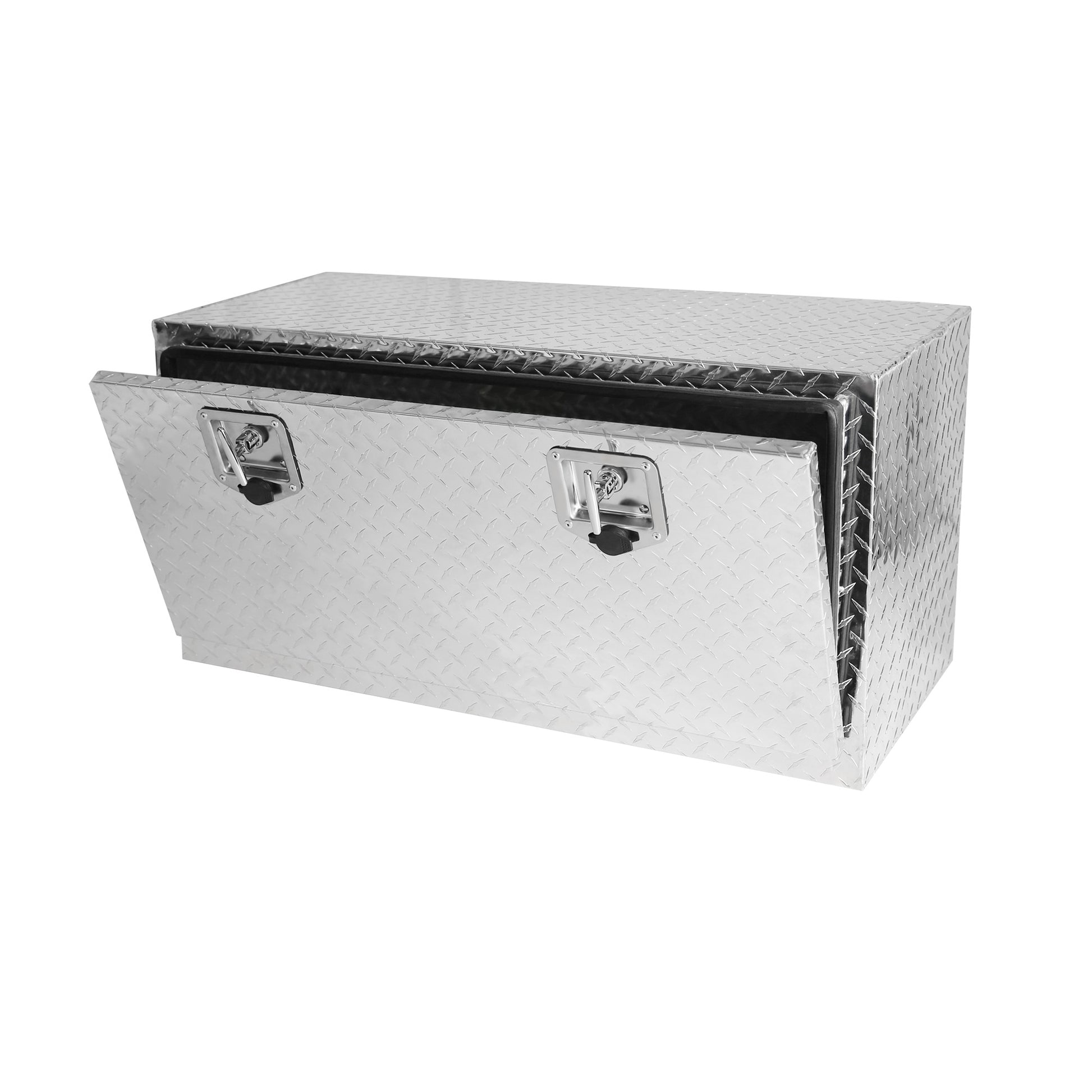36 Inch Heavy Duty Black Aluminum Tread Tool Box Truck Trailer Underbody Storage Locks With T Handle Latch Key 36" 36" 17.1" 17.9" Silver Aluminum