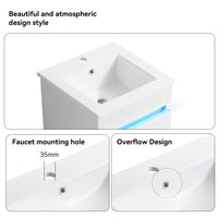 16" Bathroom Vanity With Sink,Radar Sensing Light,Large Space Storage For Small Space,Wall Mounted Bathroom Vanity Cabinet,White White Solid Wood