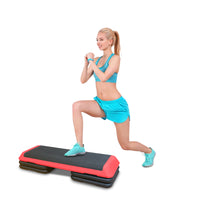 Adjustable Aerobic Stepper Workout Step With 4 Risers Fitness & Exercise Platform Trainer Black Red Plastic