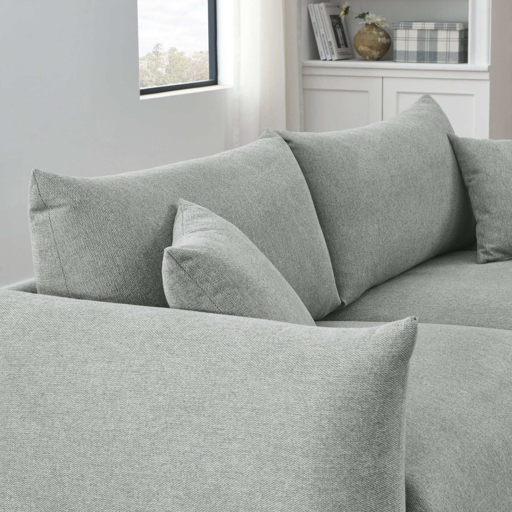 3 Seater 2 Seater Combination Sofa Modern Couch For Living Room Sofa,Solid Wood Frame And Stable Metal Legs, 4 Pillows, Sofa Furniture For Apartment Grey Polyester Wood Primary Living Space Pine Foam Fabric 5 Seat