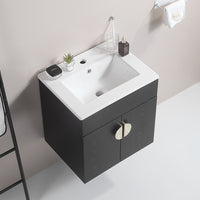 20" Bathroom Vanity With Sink,Large Storage Space, Wall Mounted Bathroom Vanity Sink,Black Black Solid Wood