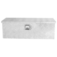 30 Inch Heavy Duty Silver Aluminum 5 Bar Tread Tool Long Box Truck Pickup Trailer Toolbox Underbody Storage Lock Ke 30.1" 12.8" 10.4" Silver Aluminum