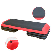 Adjustable Aerobic Stepper Workout Step With 4 Risers Fitness & Exercise Platform Trainer Black Red Plastic