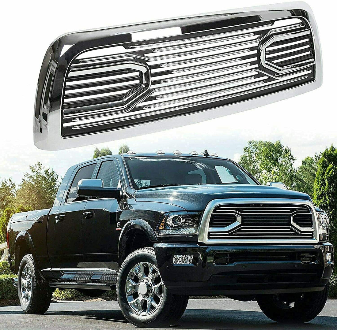 Chrome Big Horn Style Front Grille For 2013 2014 2015 2016 2017 2018 Dodge Ram 2500 3500 Matt Black Abs Abs