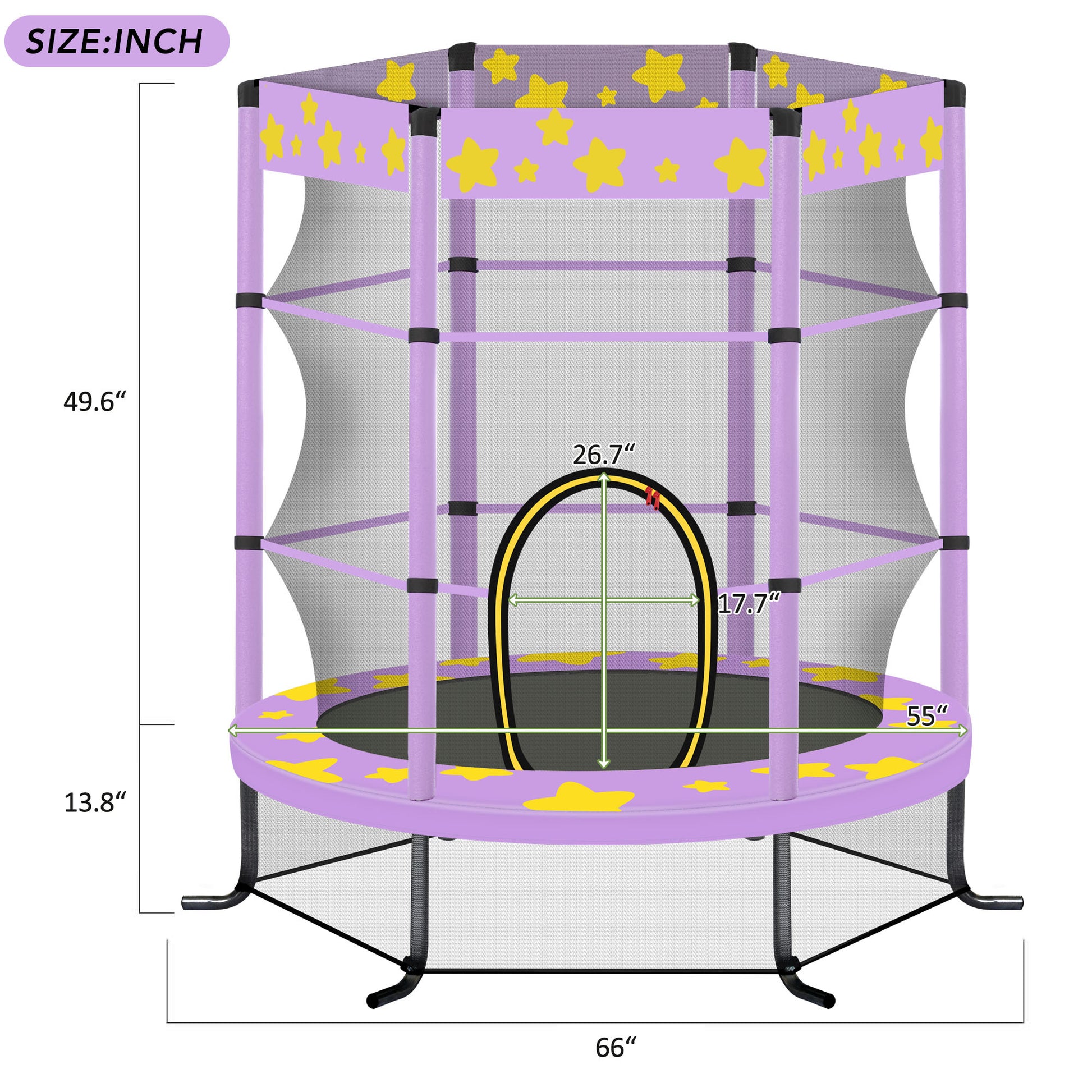 55 Inch Kids Trampoline With Safety Enclosure Net, 4.5Ft Outdoor Indoor Trampoline For Kids Purple Purple Metal