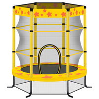 55 Inch Kids Trampoline With Safety Enclosure Net, 4.5Ft Outdoor Indoor Trampoline For Kids Yellow Yellow Metal