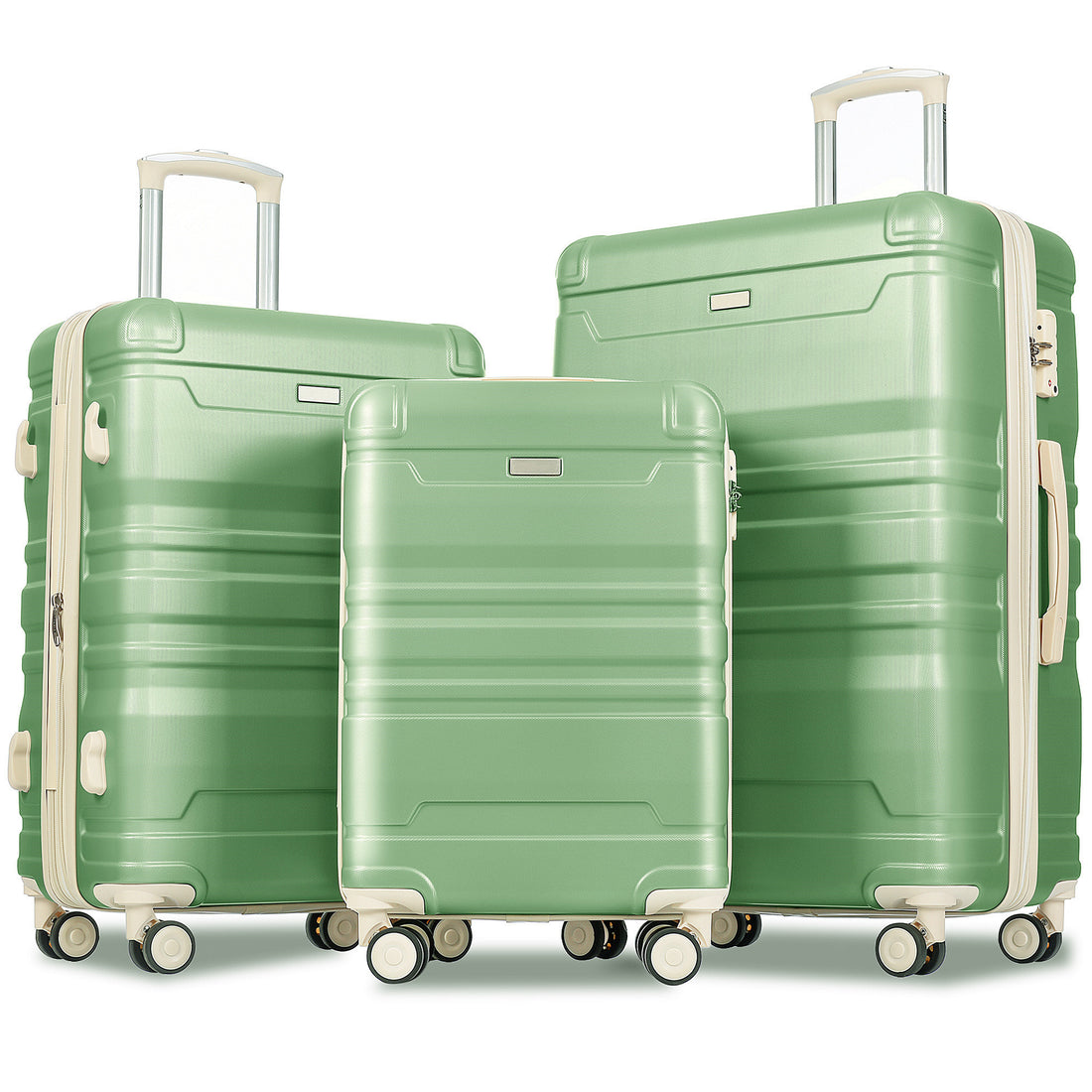 Luggage Sets Model Expandable Abs Hardshell 3Pcs Clearance Luggage Hardside Lightweight Durable Suitcase Sets Spinner Wheels Suitcase With Tsa Lock 20''24''28'' Grass Green And Beige Green Abs