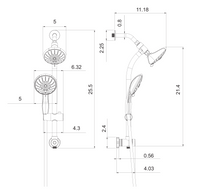 5" Multi Function Dual Shower Head, With Adjustable Slide Bar,Brushed Nickel Brushed Nickel Plastic