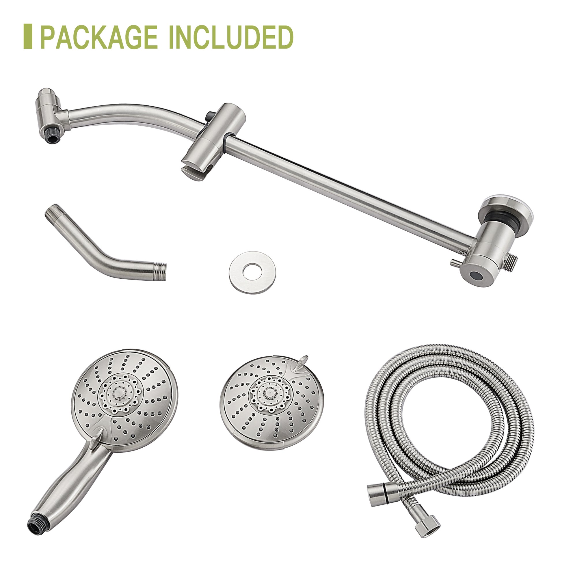 5" Multi Function Dual Shower Head, With Adjustable Slide Bar,Brushed Nickel Brushed Nickel Plastic