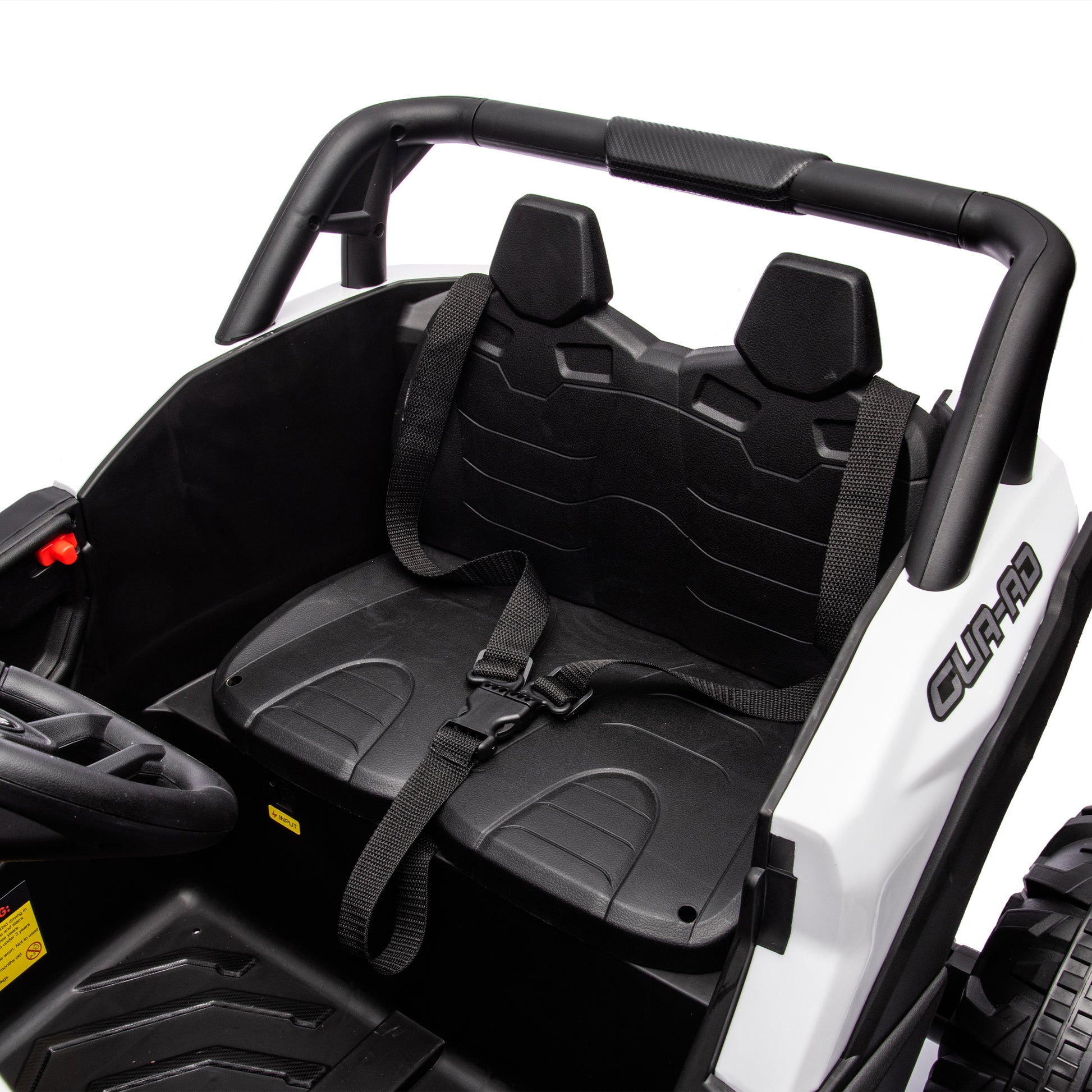 12V Ride On Car With Remote Control,Utv Ride On For Kid,3 Point Safety Harness, Music Player Usb Port Volume Knob Battery Indicator , Led Lights, High Low Speed Switch Off Road Adventure For Kids White Polypropylene