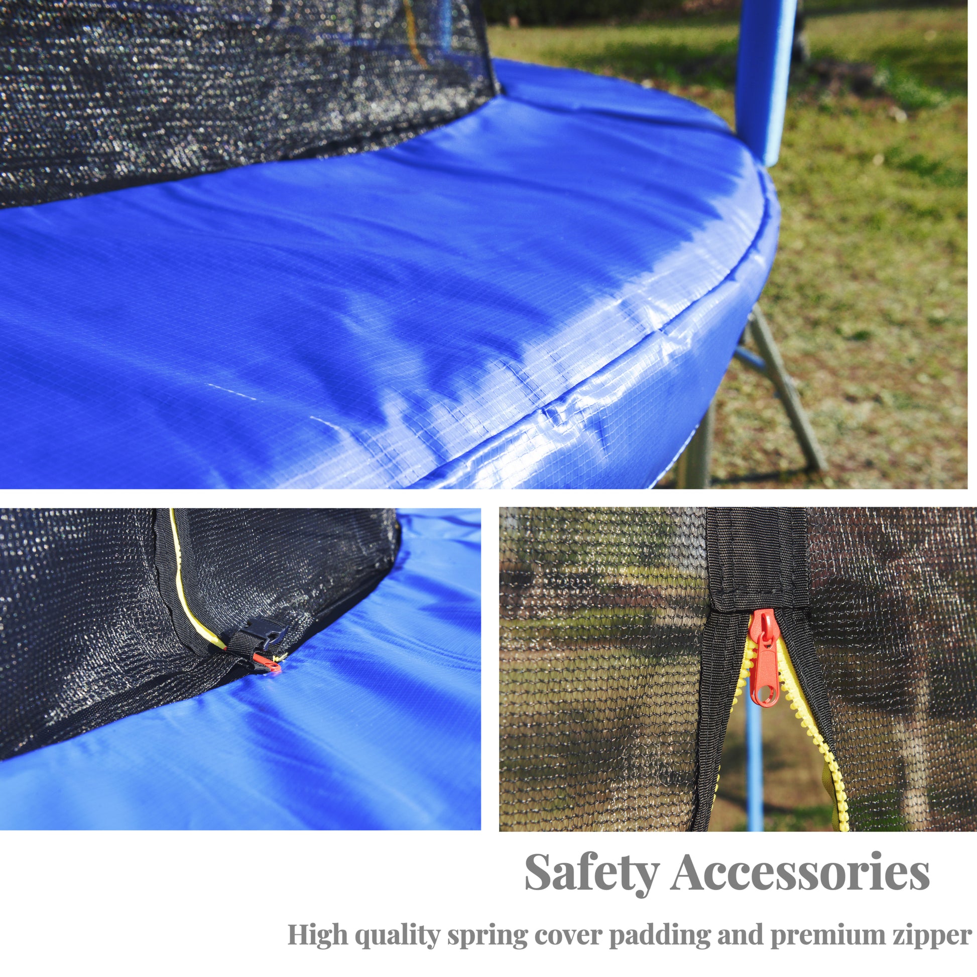 14 Ft Trampoline Inside Safety Net With Basketball Hoop Blue Metal