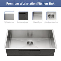 33 Inch Undermount Sink 33"x19"x9" Undermount brushed nickel-stainless steel