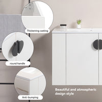 30" Bathroom Vanity With Sink,With Two Doors Cabinet Bathroom Vanity Set With Side Left Open Storage Shelf,Solid Wood,Excluding Faucets,White White Solid Wood