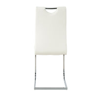 Modern Simple Rectangular Glass Dining Table, Solid Tempered Glass Countertop, Wood Transfer Metal Table Legs, White Pu Dining Chair Set, Suitable For Restaurant Kitchen Use Set Of 5 Metal Glass White Pu Seats 4 Metal Rectangular Dining Table With Chair
