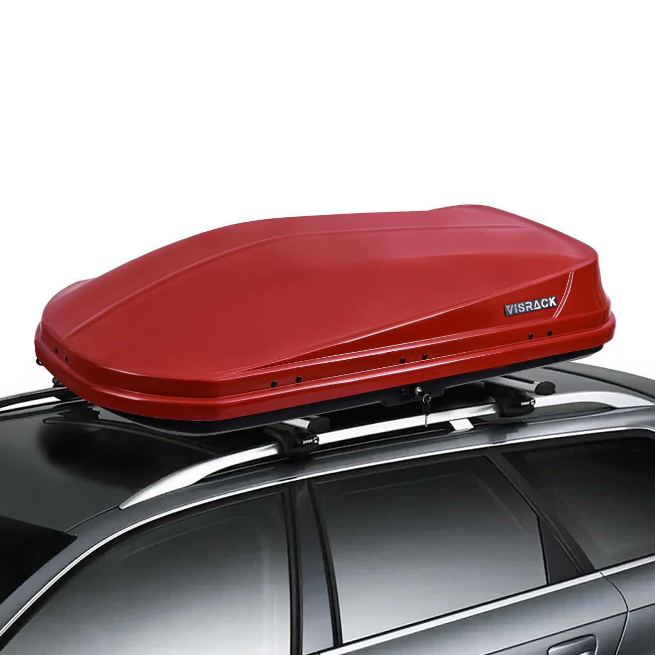 Hard Shell Roof Cargo Carrier With Security Keys, Roof Box, Cargo Box, 62 L X 31 W X 15 H Inches, 14 Cubic Feet Tool Free Install , Red Red Abs Pc