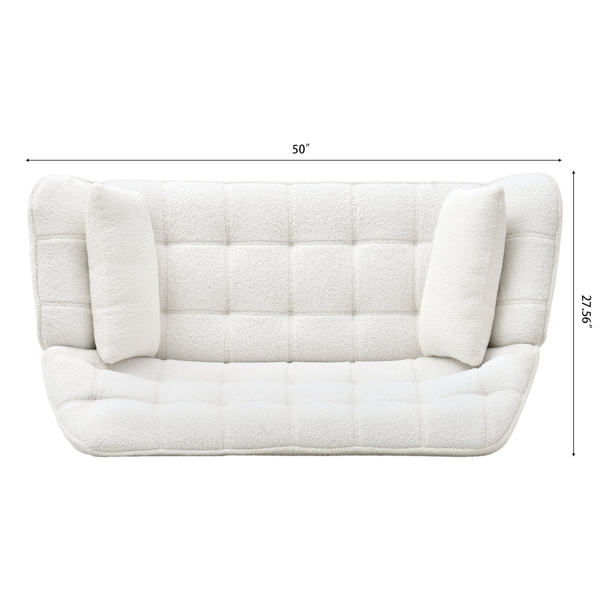 50 "W Beautiful Seat, Comfy Loveseat Sofa With 2 Pillows, Small Couch 2 Seater Sofa For Living Room, Bedroom, Apartment, White White Polyester Polyester