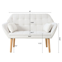 50 "W Beautiful Seat, Comfy Loveseat Sofa With 2 Pillows, Small Couch 2 Seater Sofa For Living Room, Bedroom, Apartment, White White Polyester Polyester