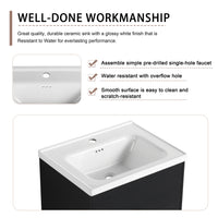 24 Inch Wall Mounted Bathroom Vanity With Sink, For Small Bathroom Kd Packing 2 Black Chestnut Bathroom Wall Mounted Modern Plywood