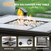 37 Inch Outdoor Gas Fire Pit, 46,000 Btu Steel Fire Table Fire Pit Set Grey Rust Resistant Frame Garden & Outdoor Steel