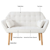 50 "W Beautiful Seat, Comfy Loveseat Sofa With 2 Pillows, Small Couch 2 Seater Sofa For Living Room, Bedroom, Apartment, White White Polyester Polyester