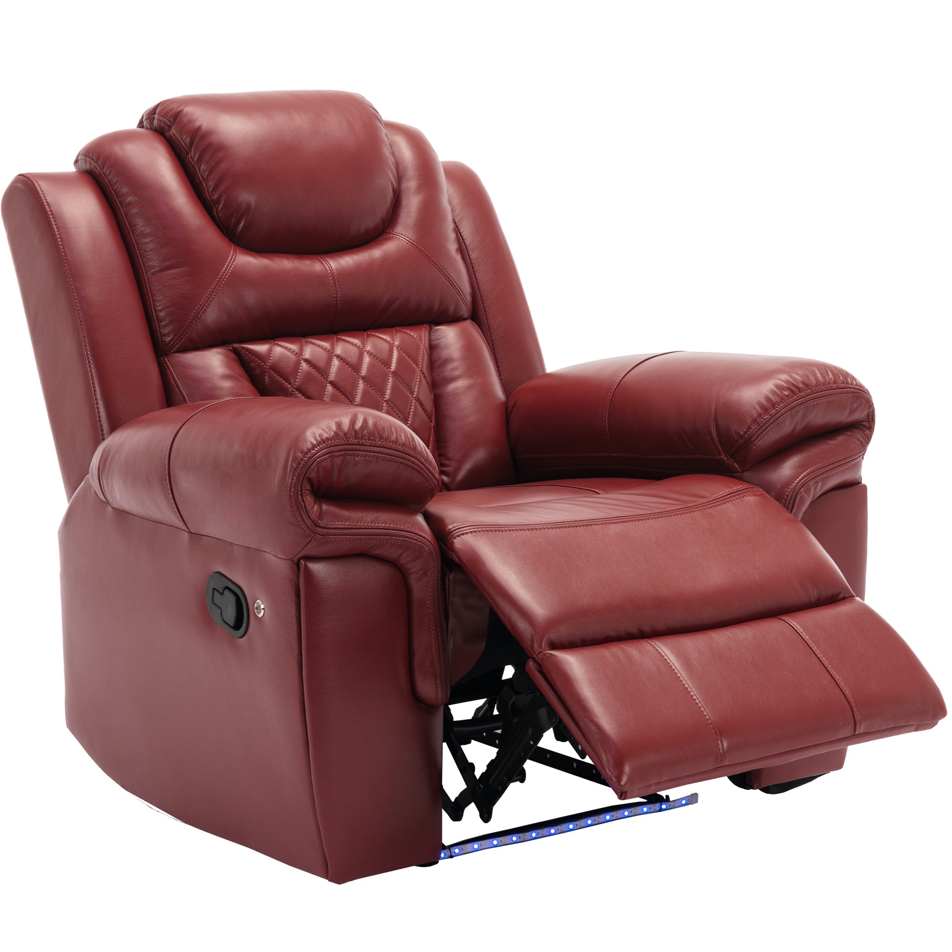 Home Theater Seating Manual Recliner Chair With Led Light Strip For Living Room,Bedroom, Wine Red Wine Red Foam Faux Leather