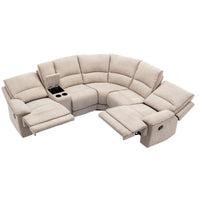 94.8" Modern Manual Reclining Living Room Furniture Set With Usb Ports, Hidden Storage, Led Light Strip And 2 Cup Holders, Cream Cream Foam Velvet