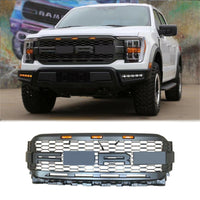 Grill For 2021 2022 2023 Ford F150 Raptor Grill Replacement W Led Lights & Letters Matte Black Matte Black Abs Abs