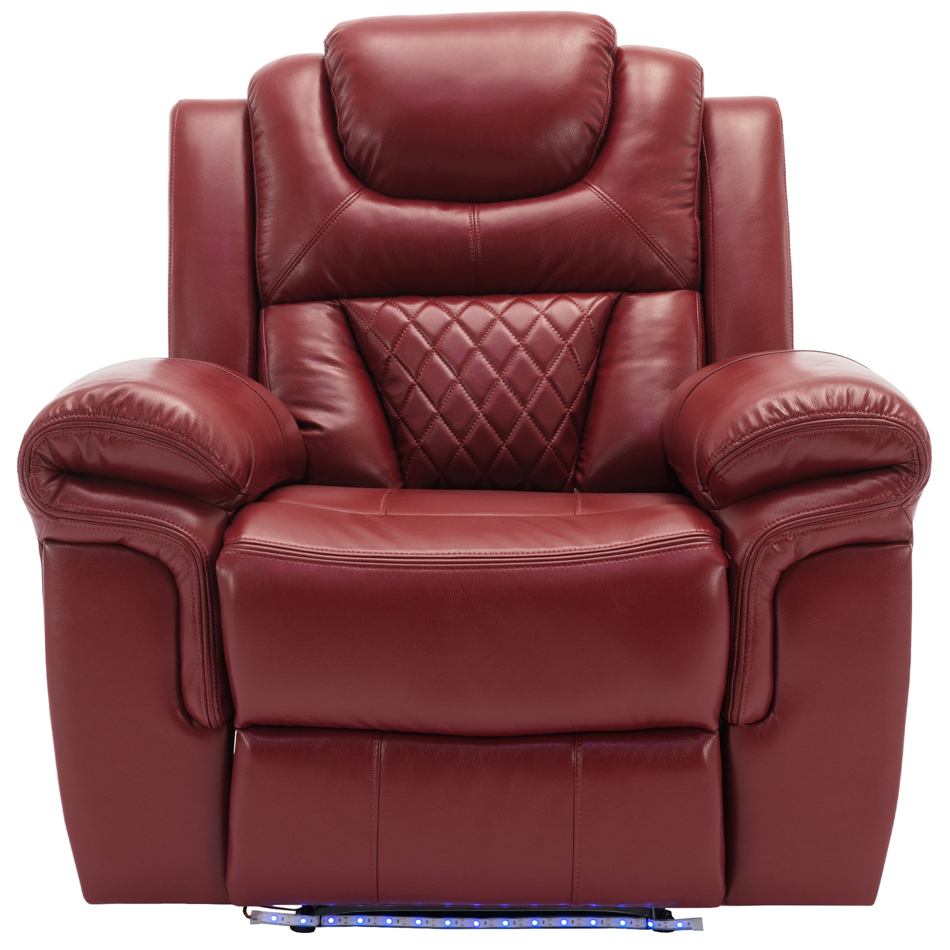 Home Theater Seating Manual Recliner Chair With Led Light Strip For Living Room,Bedroom, Wine Red Wine Red Foam Faux Leather