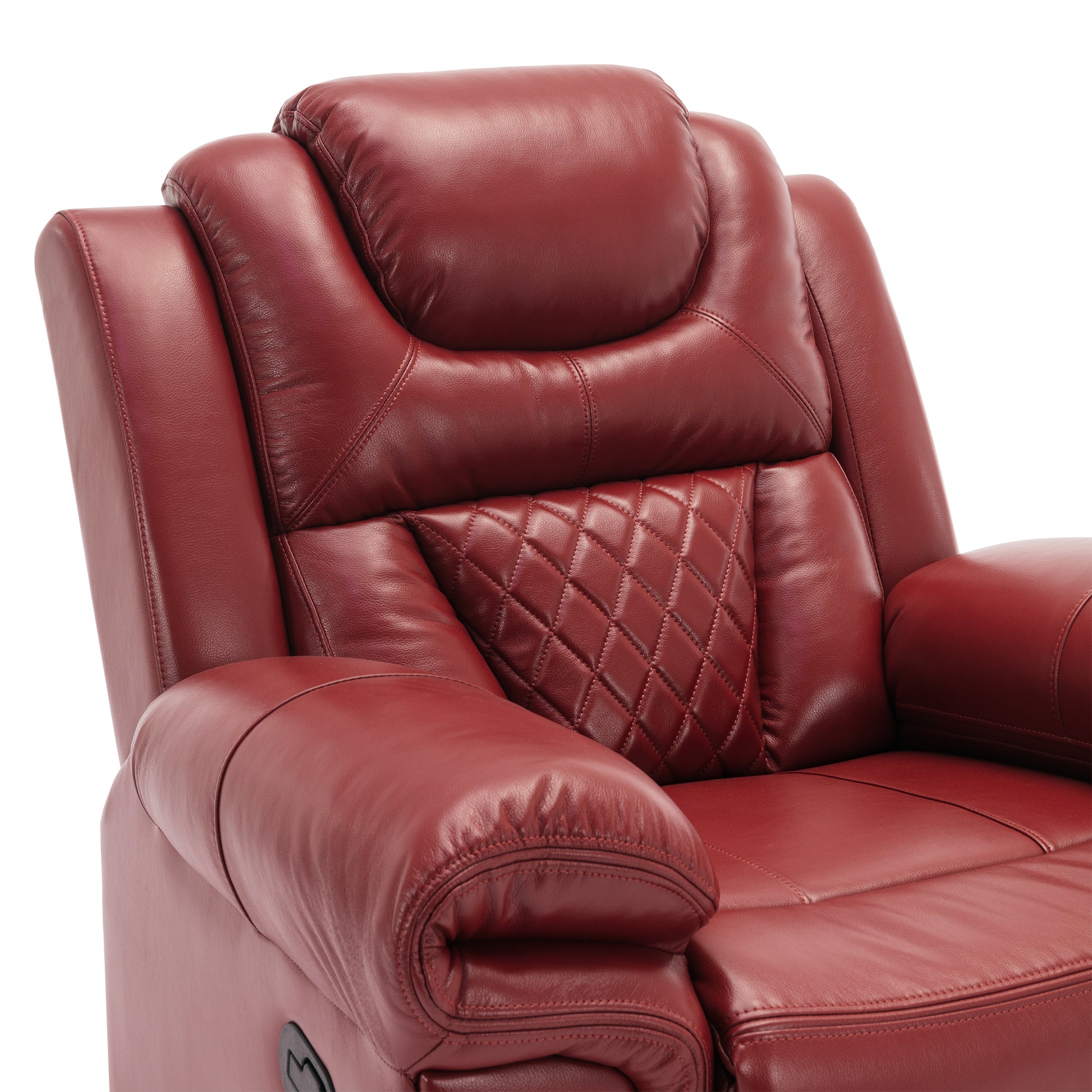 Home Theater Seating Manual Recliner Chair With Led Light Strip For Living Room,Bedroom, Wine Red Wine Red Foam Faux Leather