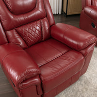 Home Theater Seating Manual Recliner Chair With Led Light Strip For Living Room,Bedroom, Wine Red Wine Red Foam Faux Leather