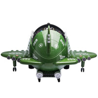 12V Electric Kids Ride On Toy Plane With Usb, Fm, Wind Driven Propeller, 360 Degree Rotating By 2 Joysticks, Remote Control For Kids 3 To 6, Army Green Army Green Polypropylene