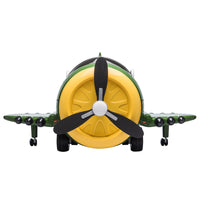 12V Electric Kids Ride On Toy Plane With Usb, Fm, Wind Driven Propeller, 360 Degree Rotating By 2 Joysticks, Remote Control For Kids 3 To 6, Army Green Army Green Polypropylene