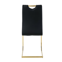 Modern Simple Rectangular Glass Dining Table, Wear Resistant Tempered Glass Countertop, Gold Plated Legs, Black Pu Dining Chair Set, Suitable For Restaurant Kitchen Use Set Of 5 Upholstered Chair