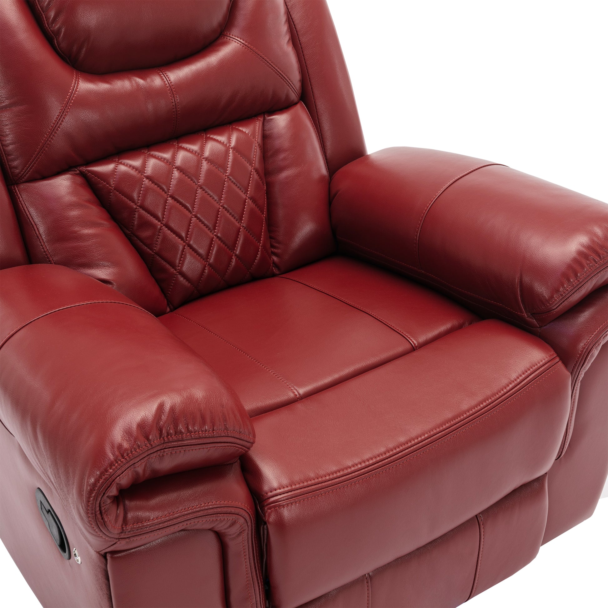 Home Theater Seating Manual Recliner Chair With Led Light Strip For Living Room,Bedroom, Wine Red Wine Red Foam Faux Leather