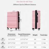 Luggage Sets Model Expandable Abs Hardshell 3Pcs Clearance Luggage Hardside Lightweight Durable Suitcase Sets Spinner Wheels Suitcase With Tsa Lock 20''24''28'' Pink Pink Black Abs