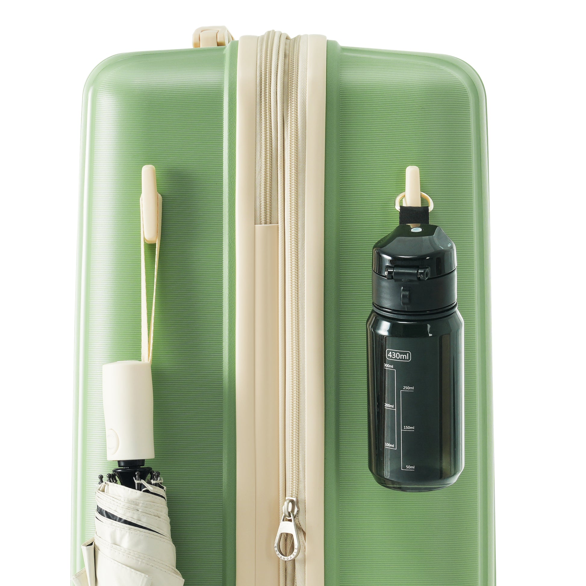 Luggage Sets 3 Piece Suitcase Set 20 24 28 With Usb Port,Carry On Luggage Airline Approved,Pp Lightweight Suitcase With Spinner Wheels,Green And Ivory Green Ivory Polypropylene