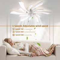 30.7In Ceiling Fan With Lights, Remote Control 3 Color Temperatures,6 Gear Wind Speed Fan Light Chrome Modern Acrylic