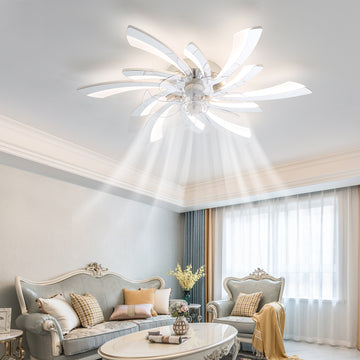 30.7In Ceiling Fan With Lights, Remote Control 3 Color Temperatures,6 Gear Wind Speed Fan Light Chrome Modern Acrylic