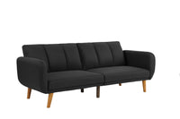 Adjustable Sofa In Black Faux Leather Black Fabric