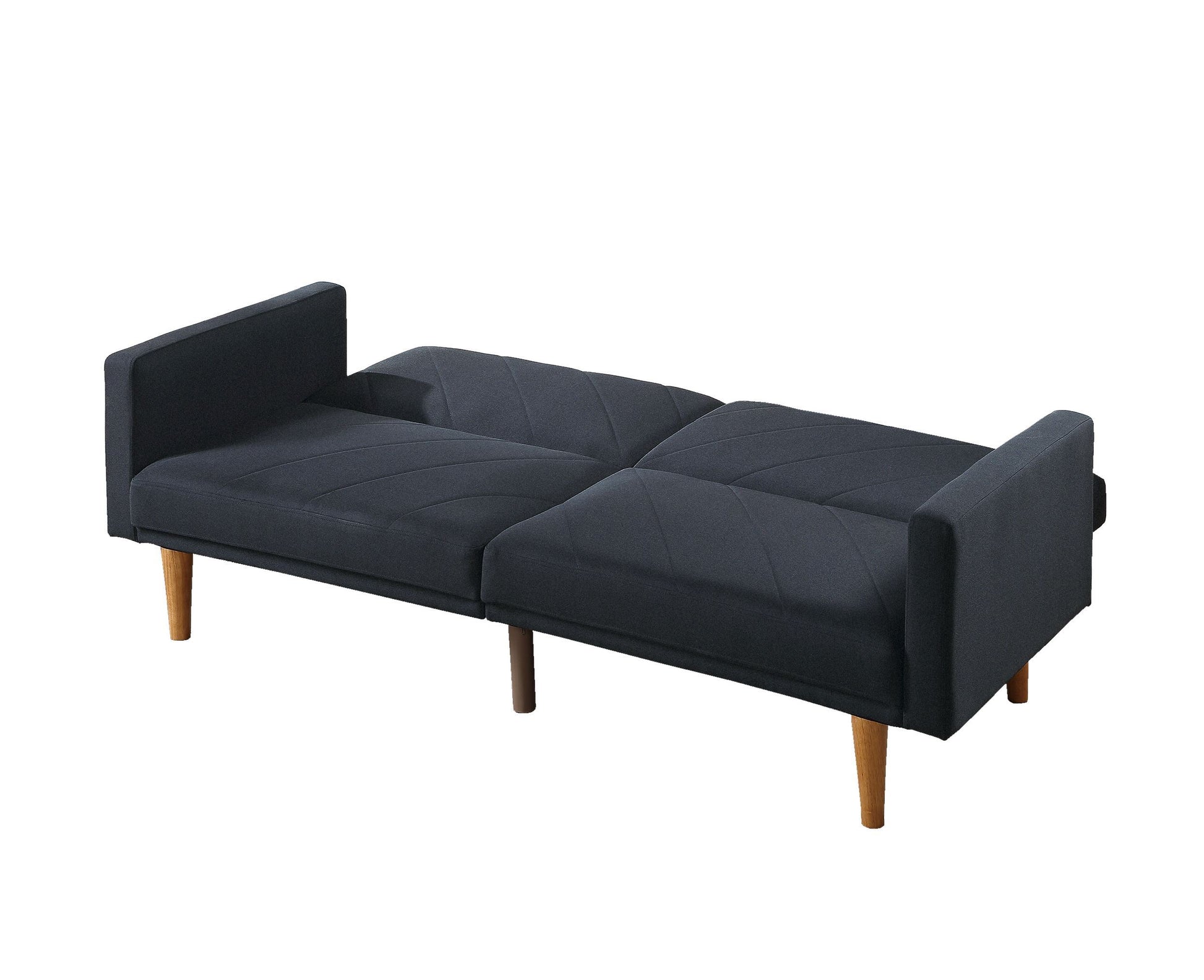 Adjustable Sofa In Black Faux Leather Black Fabric