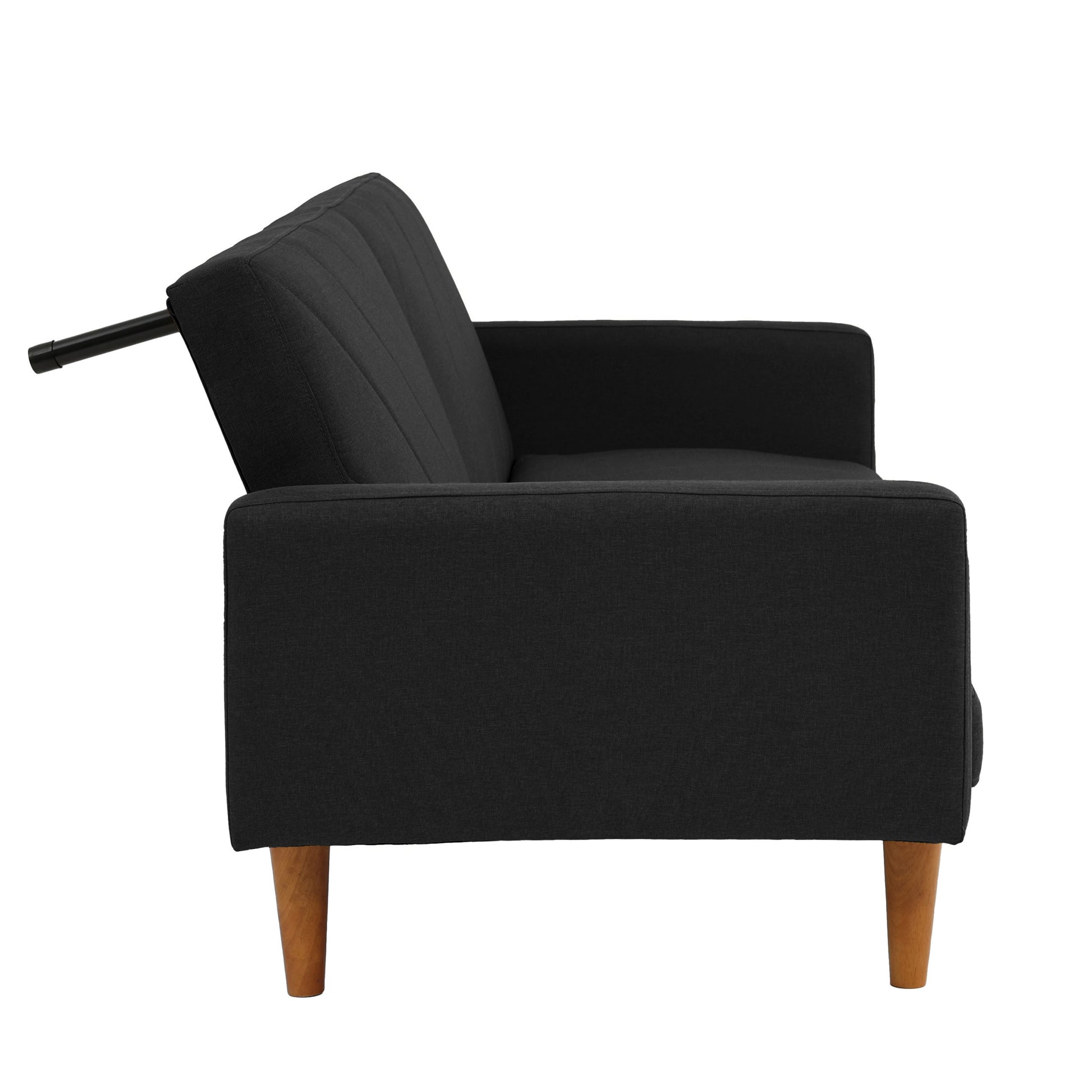 Adjustable Sofa In Black Faux Leather Black Fabric