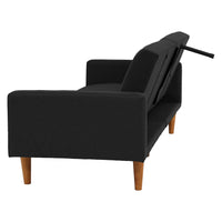 Adjustable Sofa In Black Faux Leather Black Fabric