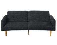 Adjustable Sofa In Black Faux Leather Black Fabric